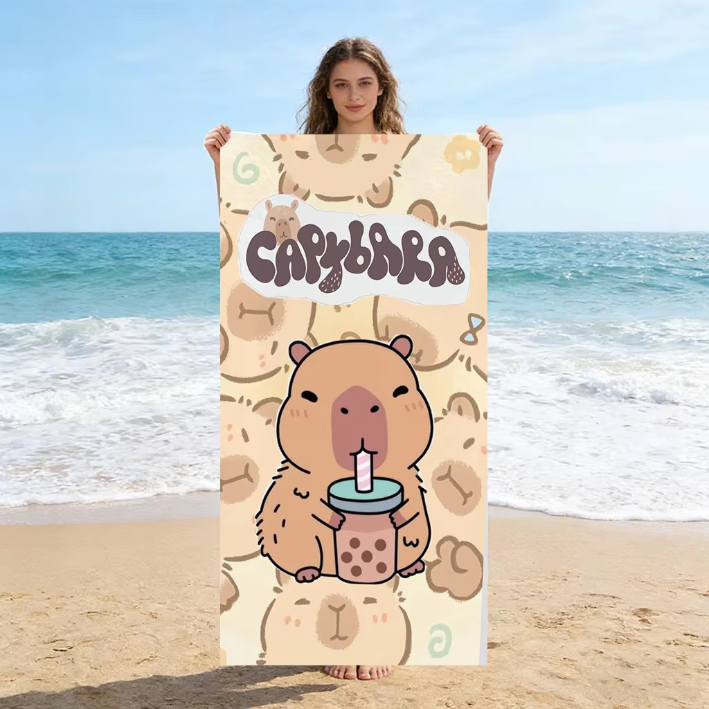 Towel Small Sport - Capybara Karikatür Çabuk Kuruyan Plaj Havlusu